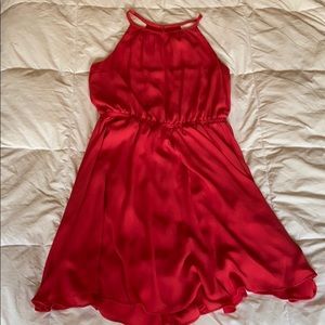 Orangish red sleeveless lightweight summer dress